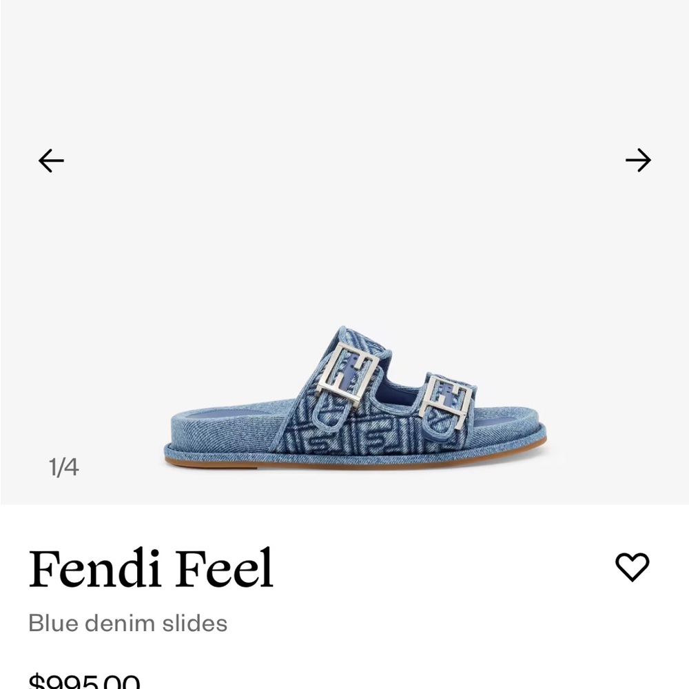 Fendi Feel Sandal Slides Blue Denim